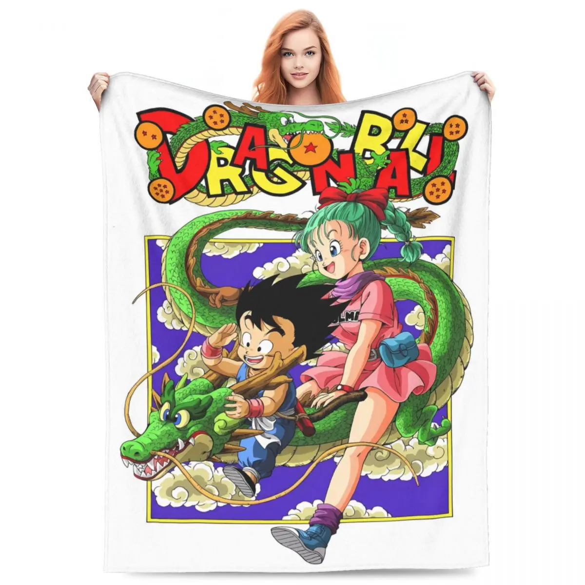 D-Dragon Balls Goku Flannel Blanket Super Warm Throw Blanket for Couch Chair Camping Novelty Bedspread Sofa Bed Cover