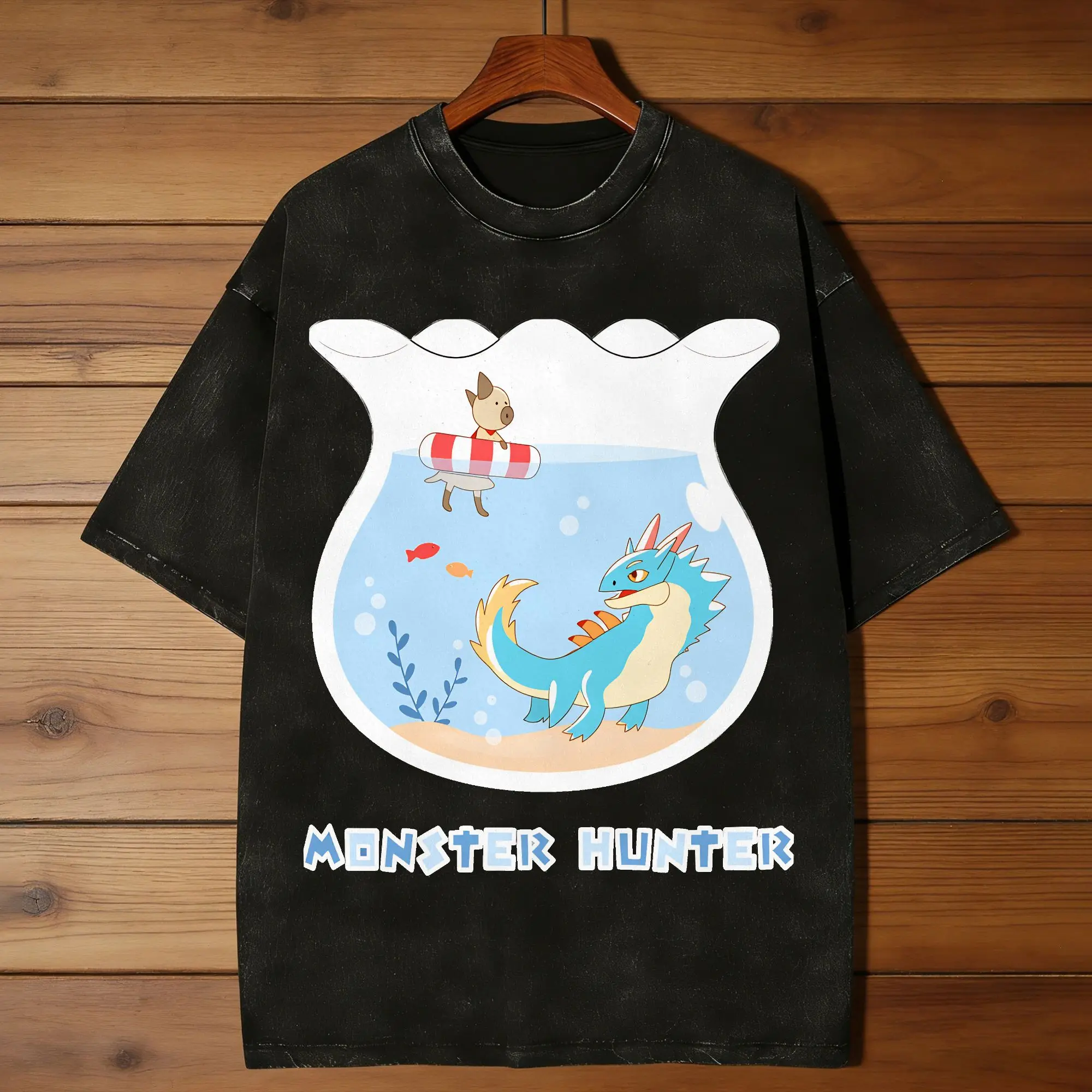Camiseta Monster Hunter Lagiacrus, camisetas Harajuku, ropa informal de manga corta, camiseta de algodón con cuello redondo, ropa de talla grande para verano