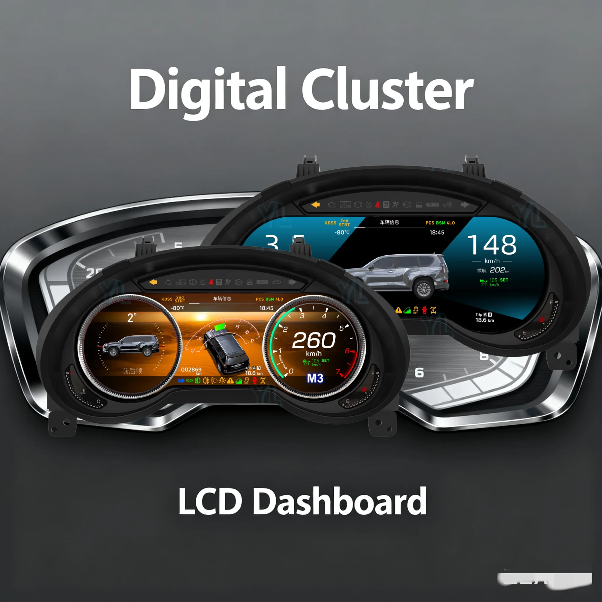 

Display Digital Cluster 12.3 ''Car Digital Odometer Screen For Lexus GX 2010-2021 LCD instrument Panel Linux SystemSpeed Meter