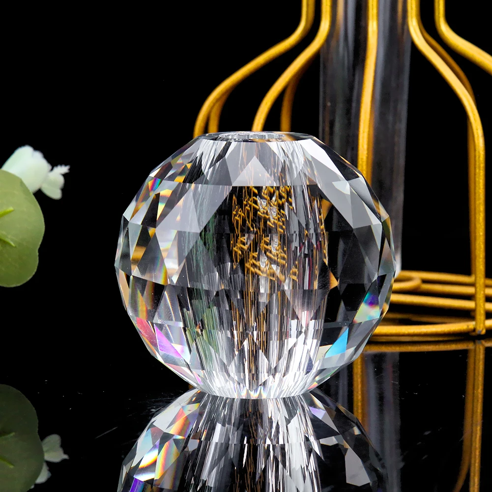 Clear Apple Through Hole Globe Crystal Ball Laser Faceted Hanging Glass Prisms Chandelier Spare Parts Rainbow Sun Catcher Decor