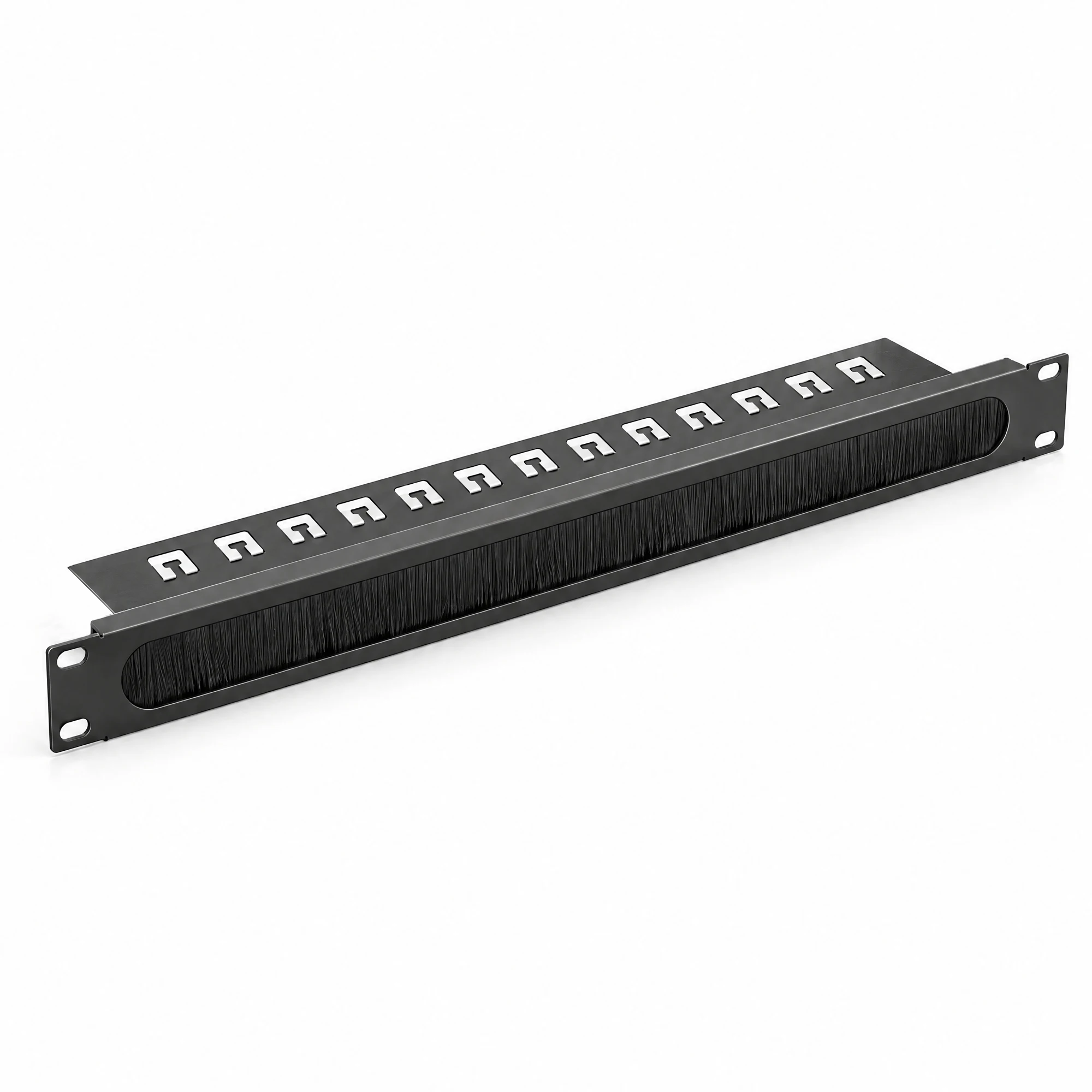 1U 19 Inch Brush Cable Management Panel, 1.2mm Cold Rolled Steel Flame Retardant Brush Rack Cable Entry Panel for Server Cabinet