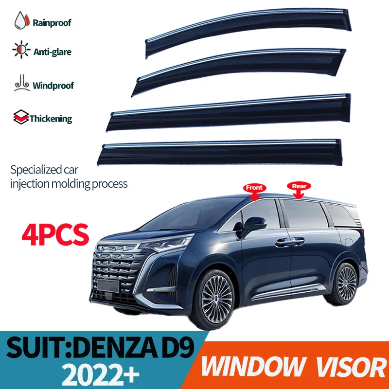 Window Visor Thickening Weather Shield Rain Guard Deflector For BYD Denza D9 2022 2023+ Windshield Rain Eyebrow Awning Trim