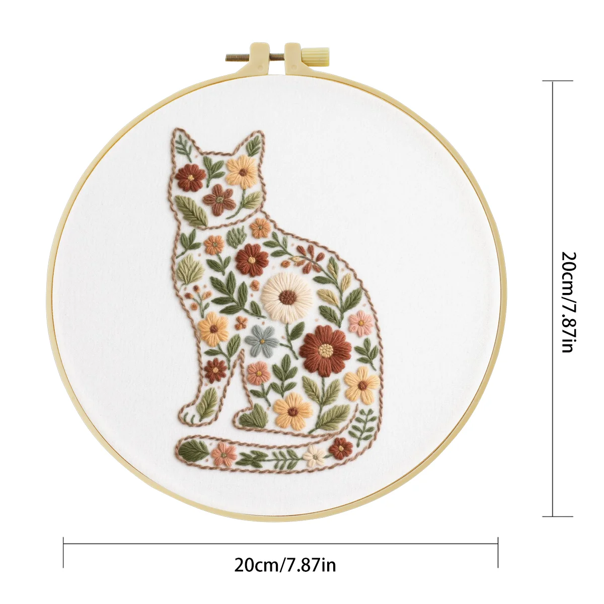 1 Stück 20X20CM/15X15CM 7,87/6,3 Zoll Ein aus Blumen bestehendes Katzen-Bild Stickerei-Starter-Kit DIY-Kit DIY-Stickerei-Kit Handarbeiten – Detail 5