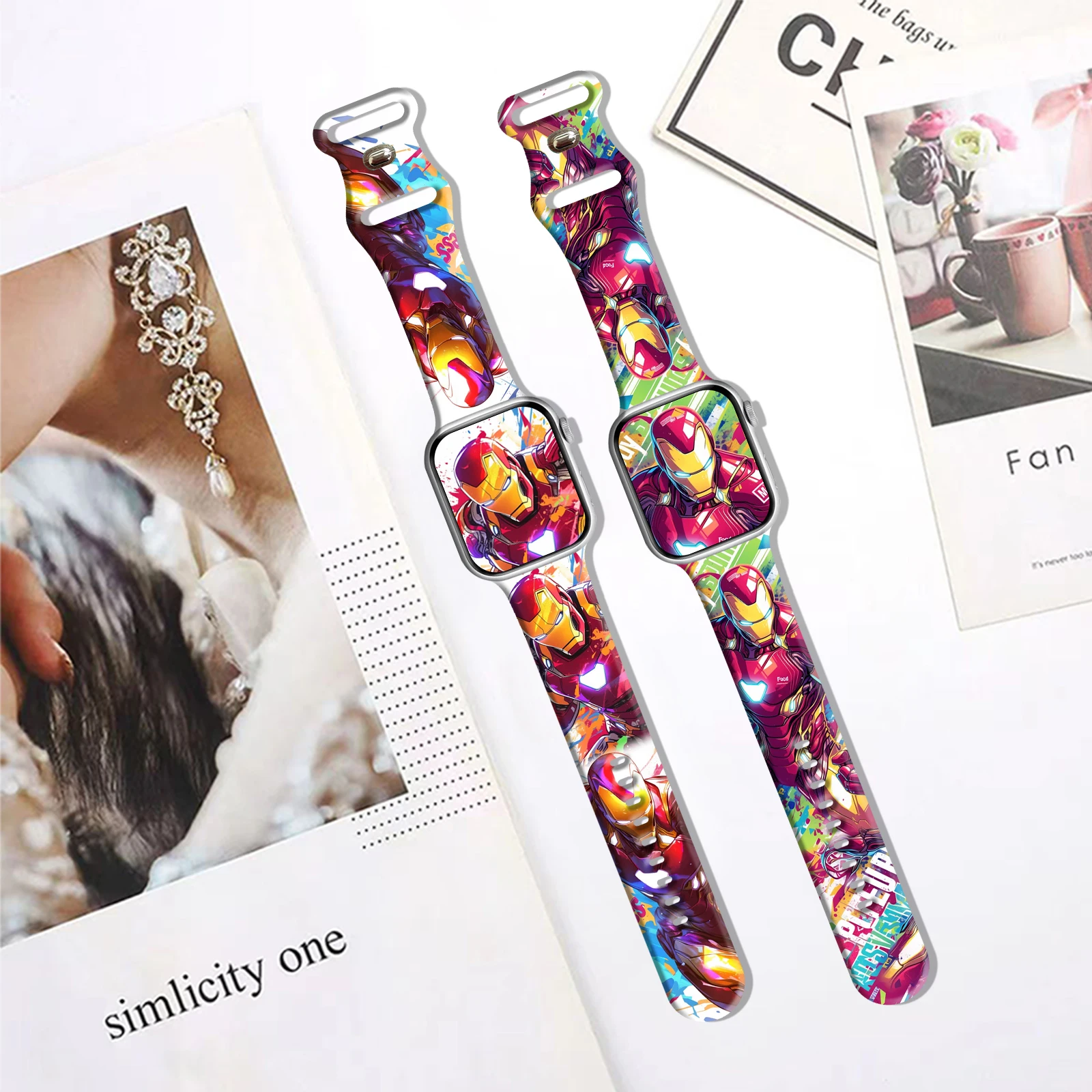 

Lron Man Series 3 Print Strap for iWatch11 10 9 8 Silicone Band Replaceable Bracelet for Apple Watch46mm 42mm 41mm 38mmWatchband