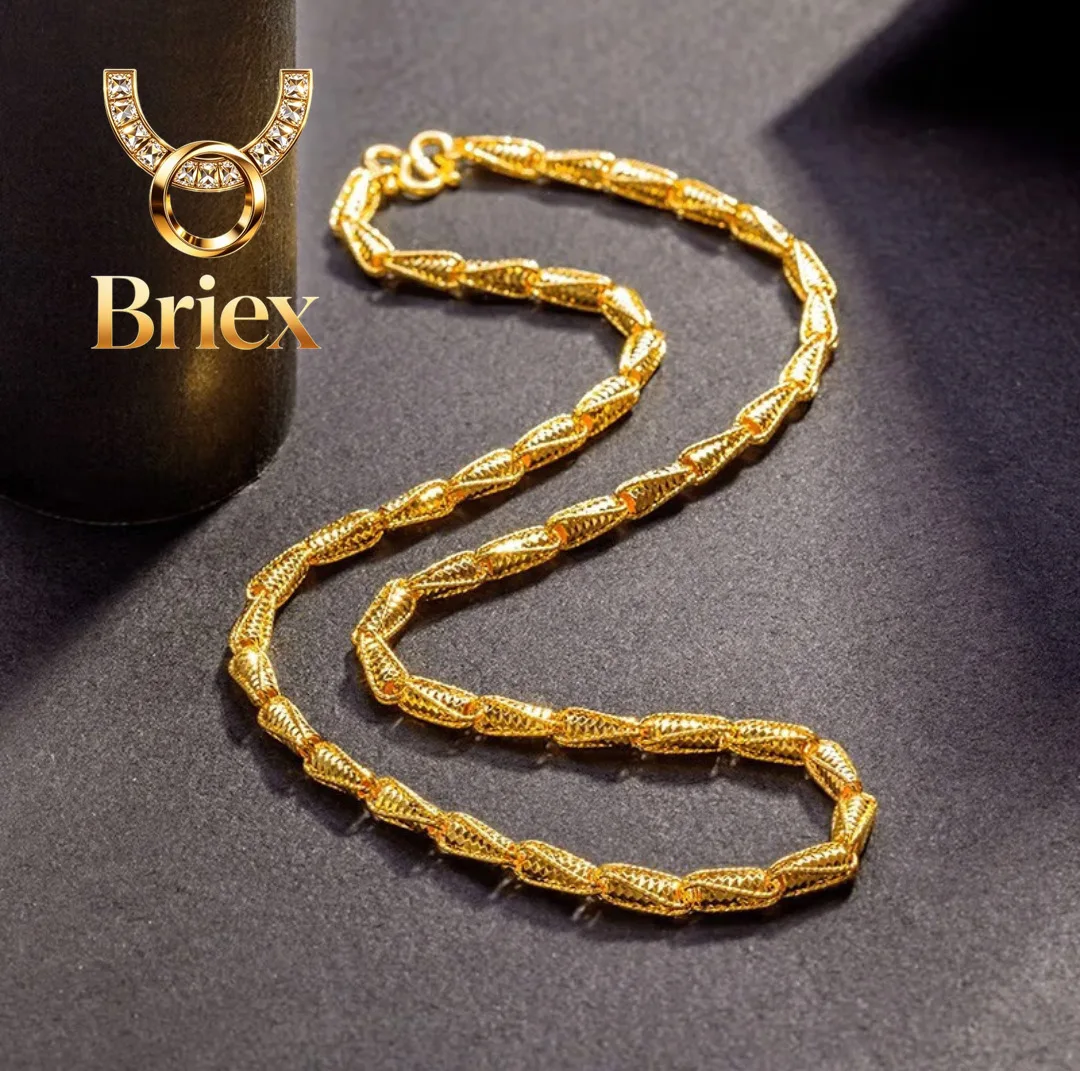 

Briex Jewelry Luxury 24K 9999 Pure Gold real gold Men's Wheat Ring Necklace