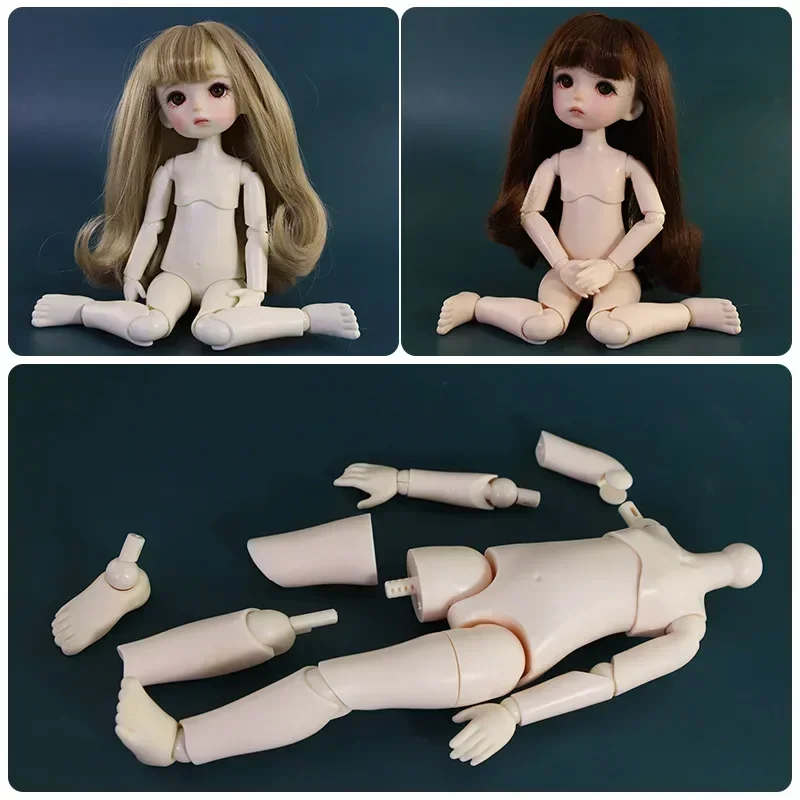 Bjd-男の子と女の子のための人形の関節式スイベルヘッド,白い肌,メイクアップアクセサリー,1:6