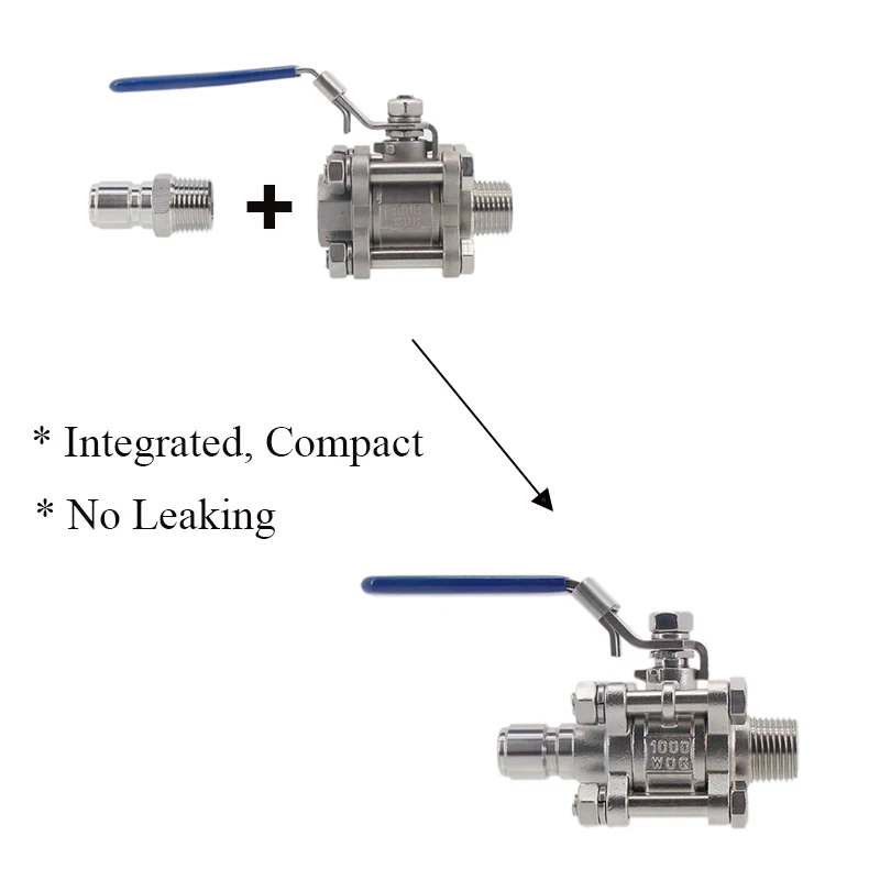 Homebrew Kettle Pump Fermenter Wort Chiller Ball Valve 3-Piece Style 1000 WOG Full Port Lock Handle SS304 PTFE Gasket