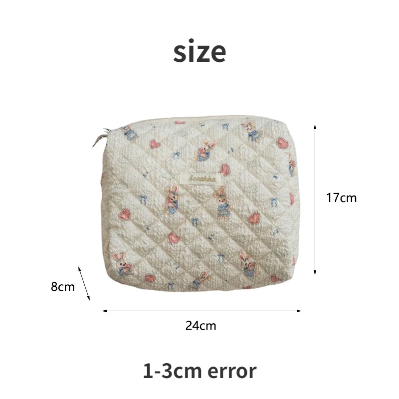 Cute Bear Floral Women\'s Cosmetic Bags Portable Large Capacity Female Storage Bag Travel Zipper Clutch Purse Makeup Case Handbag