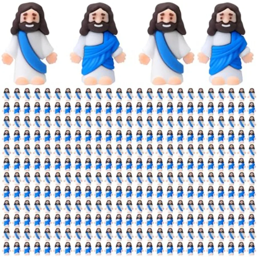 

300 Pcs Little Jesus Figures Bulk Original Design Mini Pocket Jesus Rubber Figurine to Hide and Seek Religious Party Favors Bap