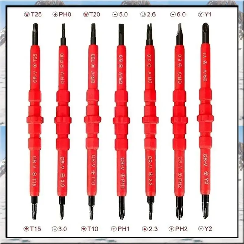 

AS59-для ремонта электрооборудования-Профессиональный набор изолированных отверток VDE 1000 В, магнитные шлицевые биты, набор из 13 шт.