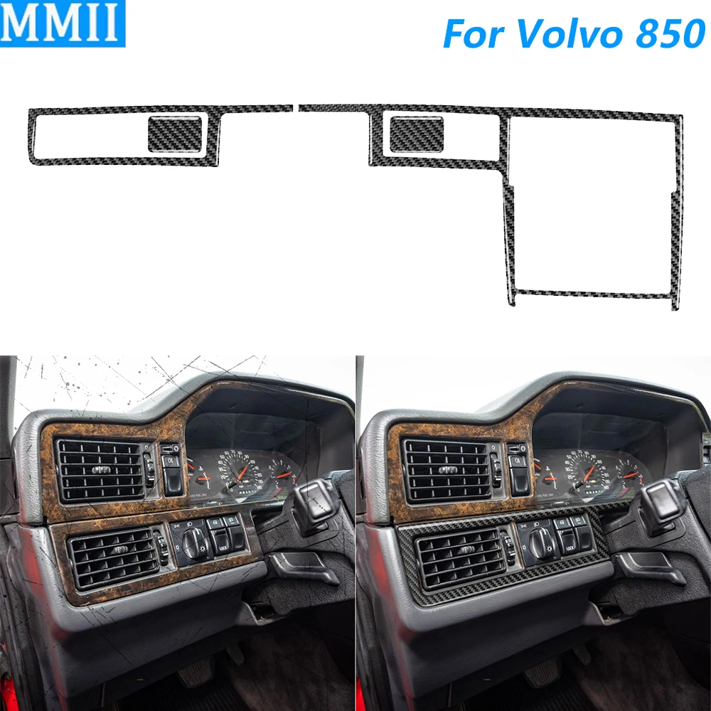 For Volvo 850 1991-1997 Carbon Fiber Central Control Air Conditioning Vent Radio CD Frame Cover Trim Car Accessories Sticker