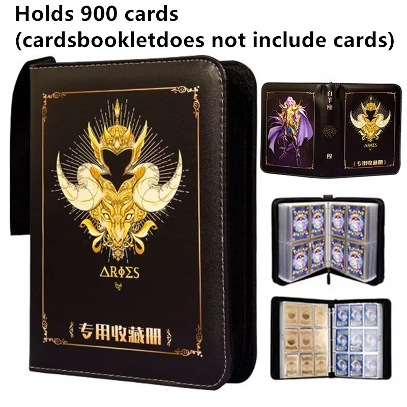 900pcs Saint Seiya Card Album Book Folder 9 Card Slots Collections Zipper Double Pocket Zipper Card Binder Holder