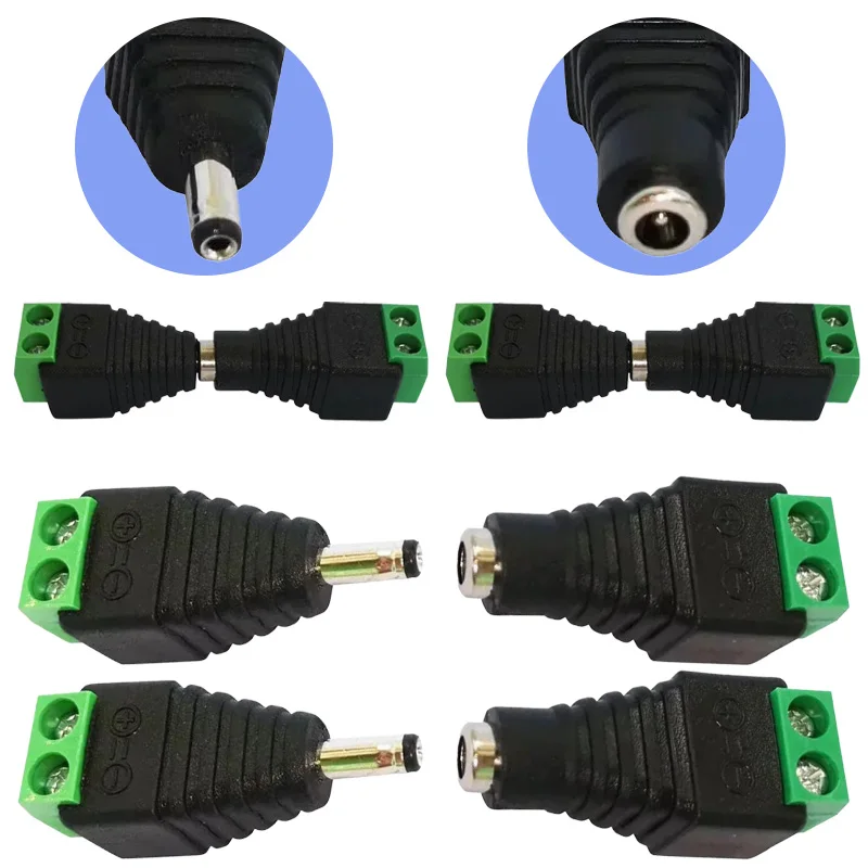 4Pcs 3.5x1.35mm DC Power Connector Male Female Plug Jack DC Power Socket Adapter 2Pin Screw Terminal