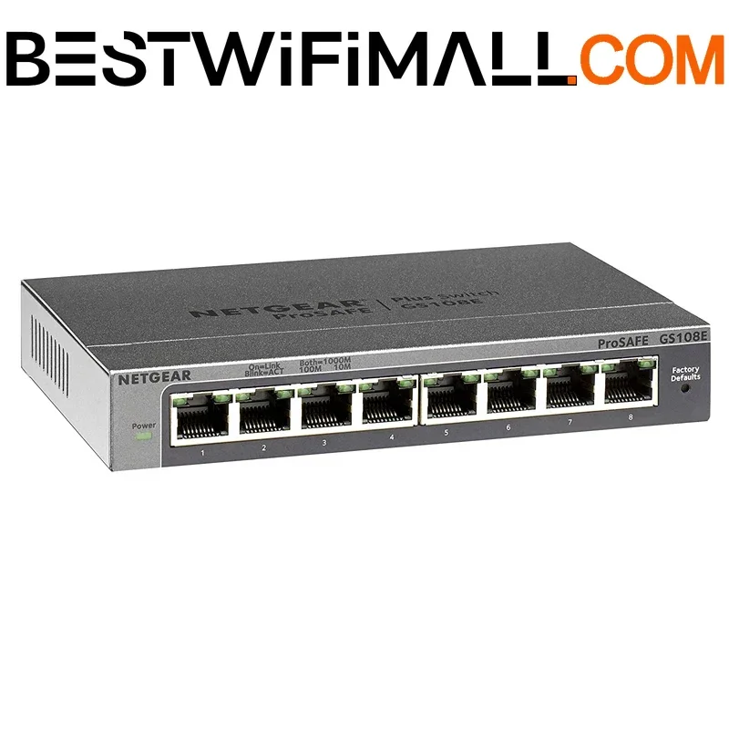 

NETGEAR GS108E 8 Port Gigabit Ethernet ProSafe Smart Managed Plus Switches Series, VLAN, QoS, IGMP
