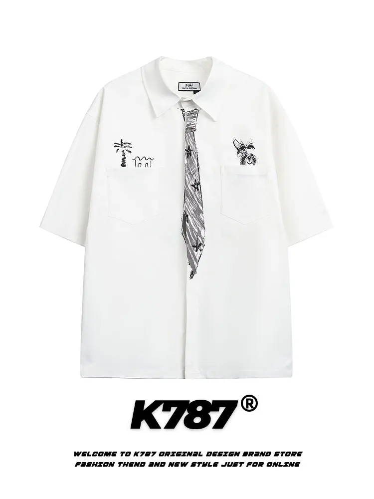 

K787 American Retro fiti Collar ort Sve irt ex College Sle Fun Lazy Open Cardigan f Sve Summer irt