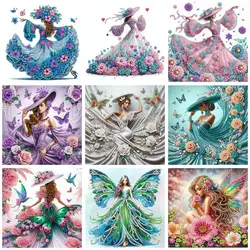 GATYZTORY DIY 5D Special Shape Crystal Diamond Partial Diamond Painting Flowers Girls Pictures Crystal Rhinestones Mosaic Making