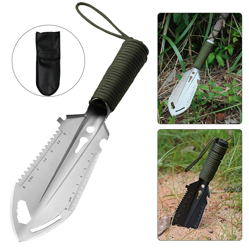 Camping equipment shovel Outdoor Multi-functional Portable spatula Field Survival Tools Stainless Steel Tactical Hand Shovel