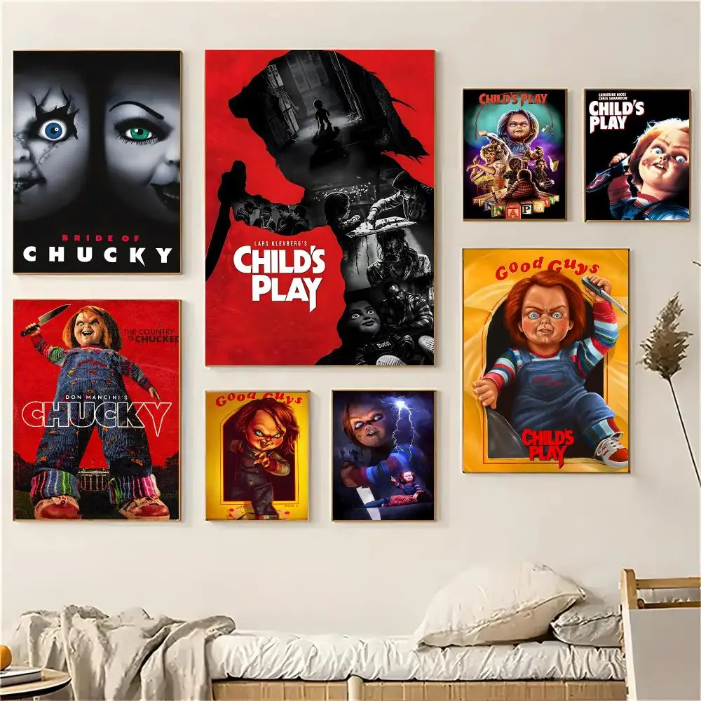 Chucky Child's Play Horror Movie Canvas Poster Self-adhesive Advanced Aesthetic Printing Paper Wall Art Living Room Home Decor