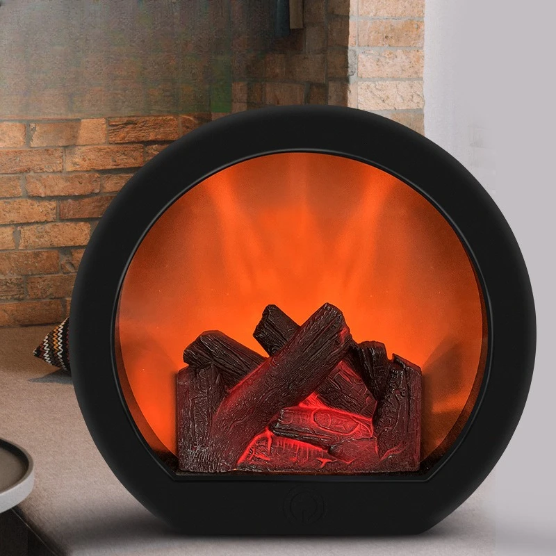 LED الفحم الموقد ضوء مواقد النمط الأوروبي مقلد ديكور ليلة ضوء الرجعية جو ديكور المنزل #3