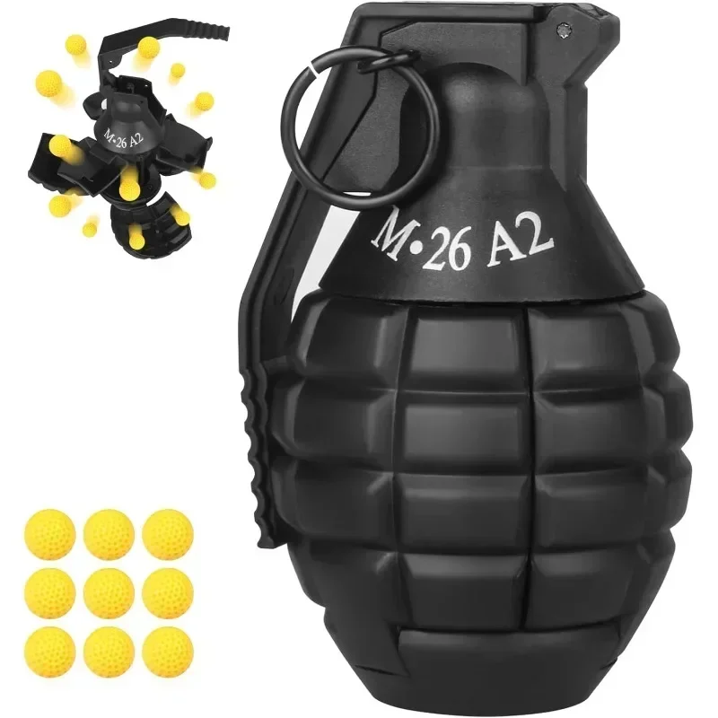 M26A2 Airsoft Grenade Toys1pcs، مع 9 رغوة الذخيرة السوداء متعة تأثير اللعب التكتيكية فريق الرياضة في الهواء الطلق لعمر 14 سنة