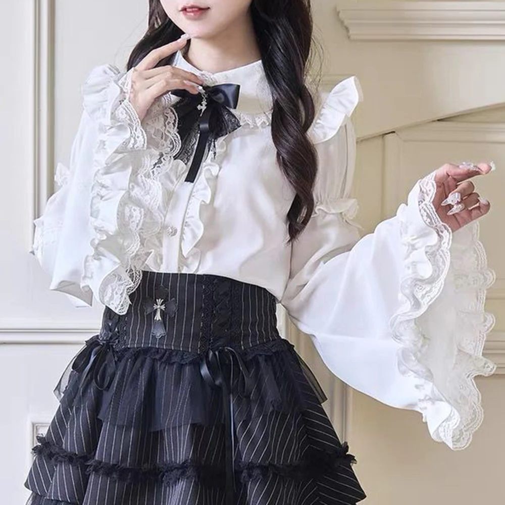 Sleeve Shirt, Bud Clothing Mass Production Top Goth Lolita Japanese Subculture Removable  retro blouse
