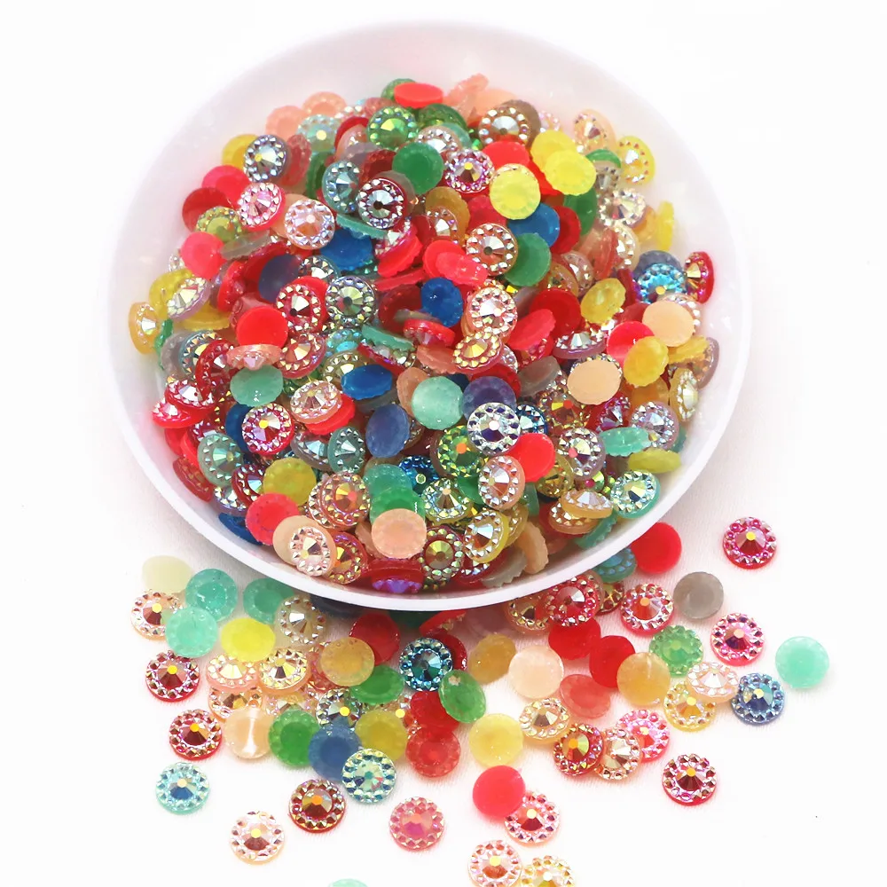 1000PCS 5mm Mix Colors  Bling Resin Rhinestone Round Sunflower Flatback Cabochon Stone DIY Jewelry/Craft Decoration