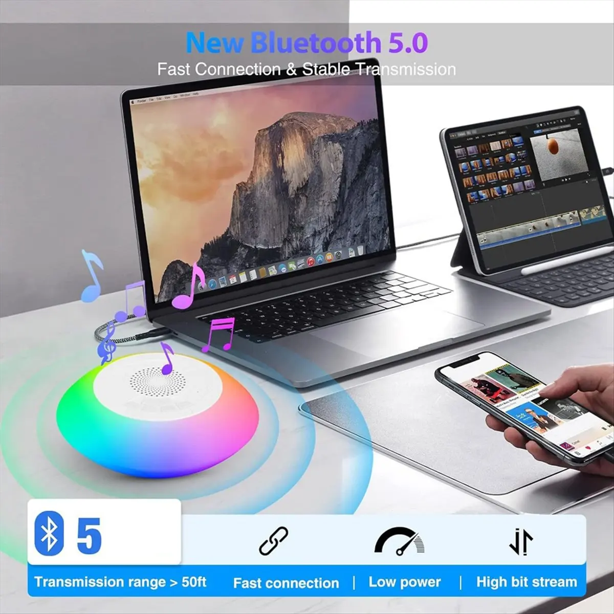 

Лучший Bluetooth-динамик для душа IPX7 Водонепроницаемый плавающий динамик для бассейна с микрофоном 1200 мАч RGB-подсветка Стереодинамик для ванной комнаты