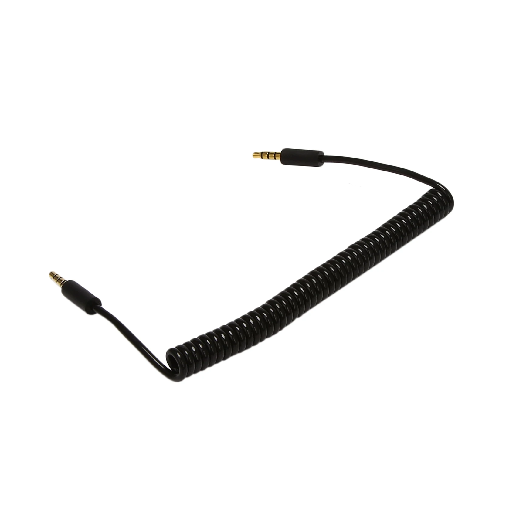 

3.5mm Male to Male Jack 4 Pole Extension Aux Audio Coiled Spiral Cable 1.5M