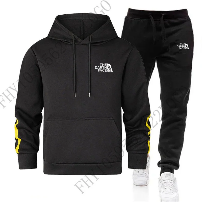 Men\'s autumn and winter new sports hoodie fashion casual printed men\'s sports hoodie + sports jogging pants suit