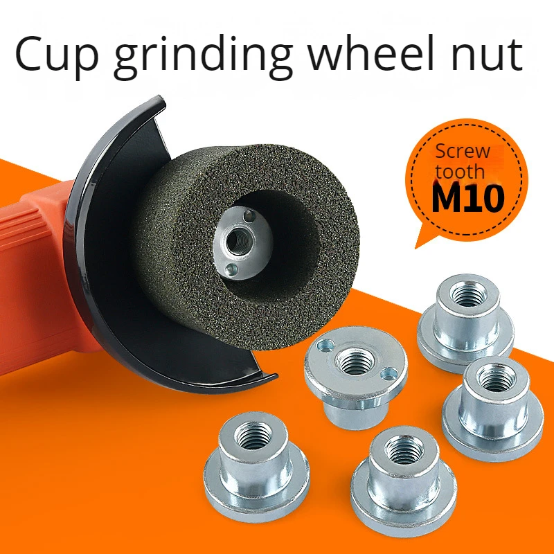 M10 Tooth Stone Grinding Wheel Nut Accessories 100-type Angle Grinder Cup-Shaped Grinding Wheel Nut Grinding and Polishing Tools