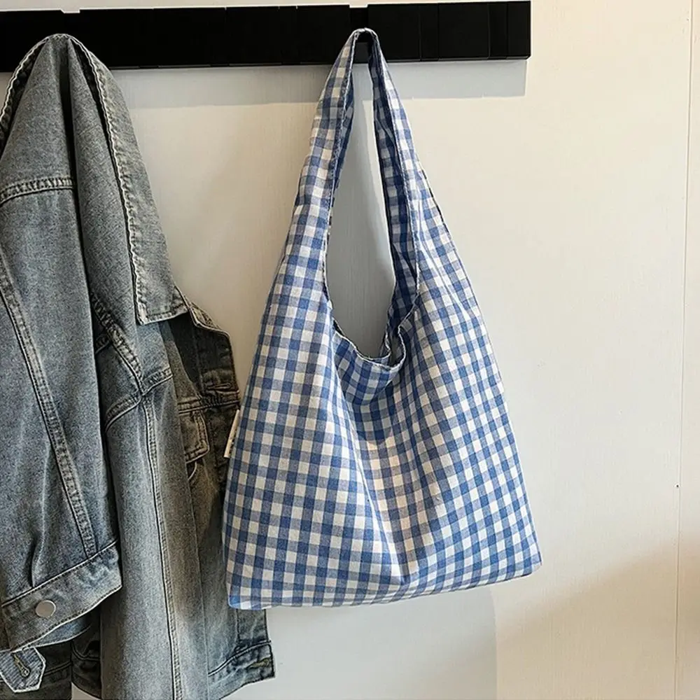 Корейские винтажные клетчатые сумки для подмышек, большая вместительная легкая сумка на одно плечо, женская сумка для студентов, женская сумка