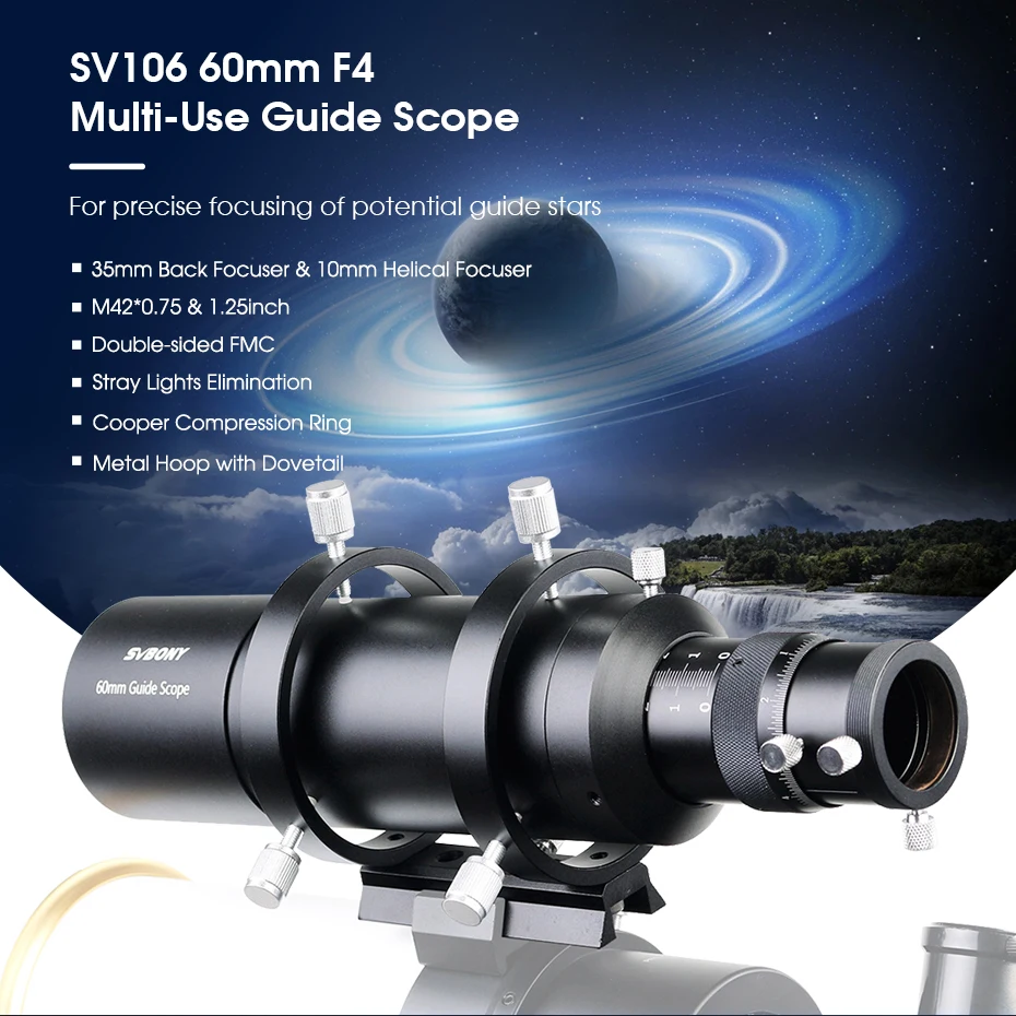 SVBONY SV106 Führungsfernrohr 50/60 mm, vielseitig einsetzbar, vollständig mehrfach beschichtet, vollständig mit spiralförmigem Fokussierer für CCD-Astronomiekamera oder Okular – Detail 12