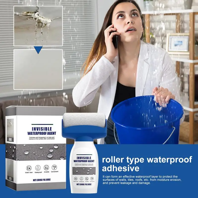 Invisible Waterproof Agent Waterproof Insulating Sealant Water-Based Odor-Free Coating With Roller And Gloves For Easy