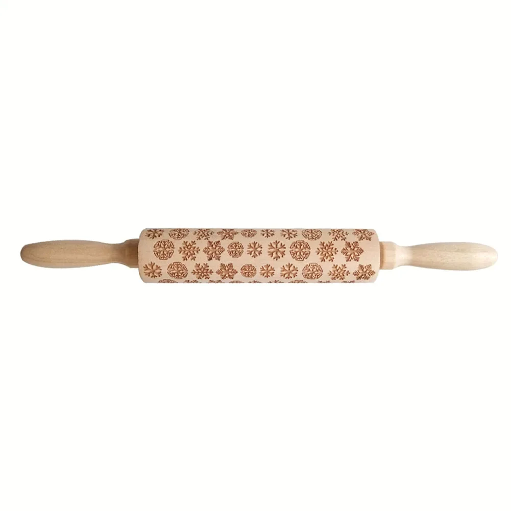 Wooden Rolling Pin Carving Pin Cookie Dough Pastries Wooden Baking Embossed Cookie Pin For Pasta Moisture-Proof