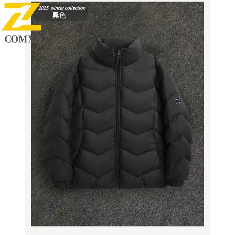 

COMXZ Lightweight Parker Coat Thick Warm Solid Color Korean Style Snowy Down Jacket Travel Windproof Puffer Jacket Men Clothing
