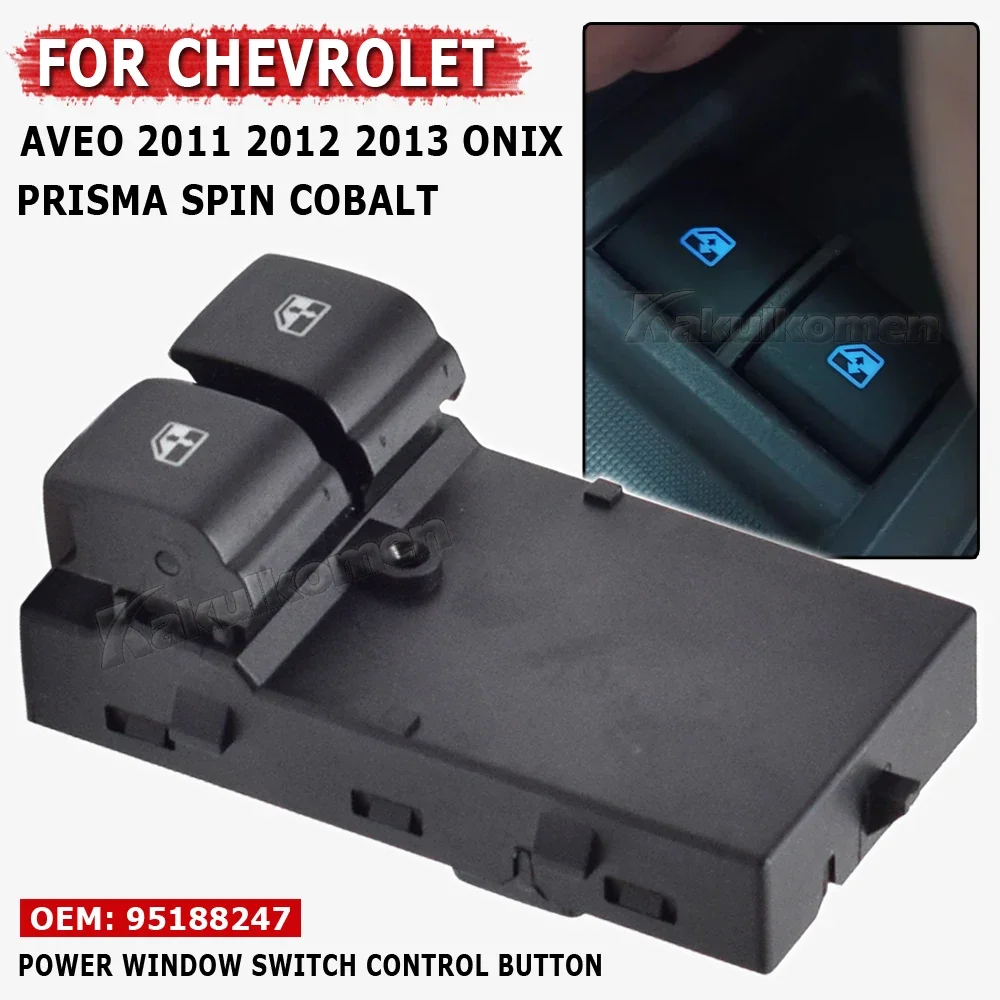 

95188247 For GMC Chevrolet Aveo 2011-2013 Prisma/Onix/Spin/Cobalt Power Window Control Switch Regulator Button 6Pin Blue Light