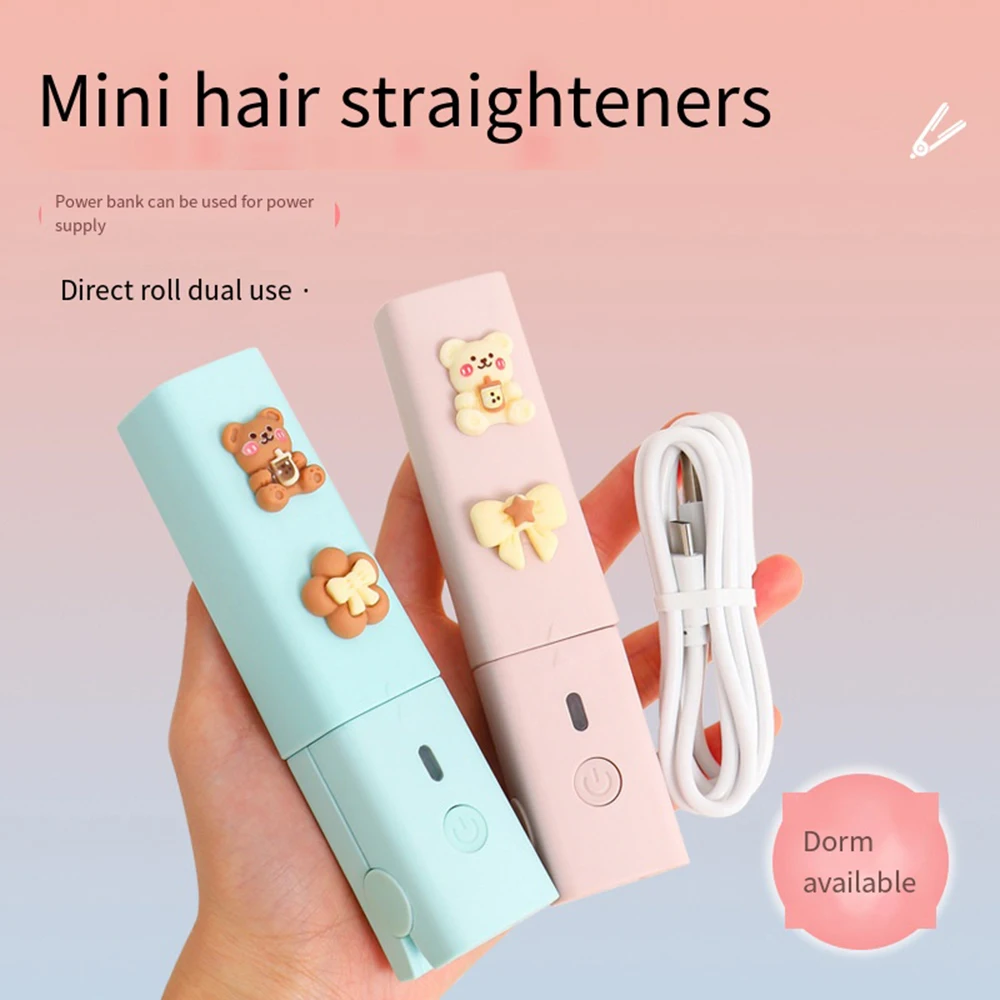 Mini Curling Hair Straightener Dormitory Small Power Usb Splint Fluffy Bangs Portable Straight Hair Curling Dual Purpose