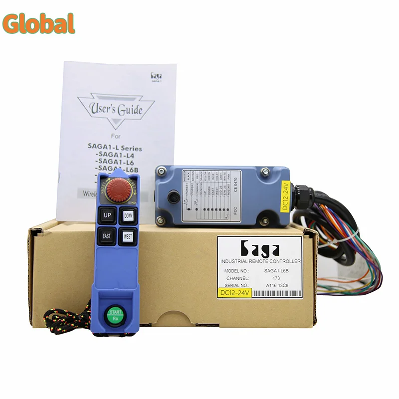 Saga L6B 4 keys double speed Industrial Wireless Radio Crane Remote Control switches winches track Crane controller