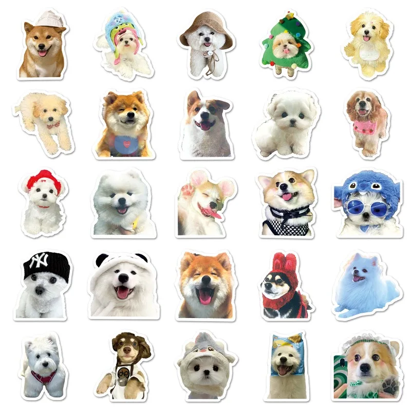 100pcs Cute Dog Stickers Cute Pet Funny Emoticon Pack Animal Puppy Waterproof Decorative Hand Account Stickers for Friends