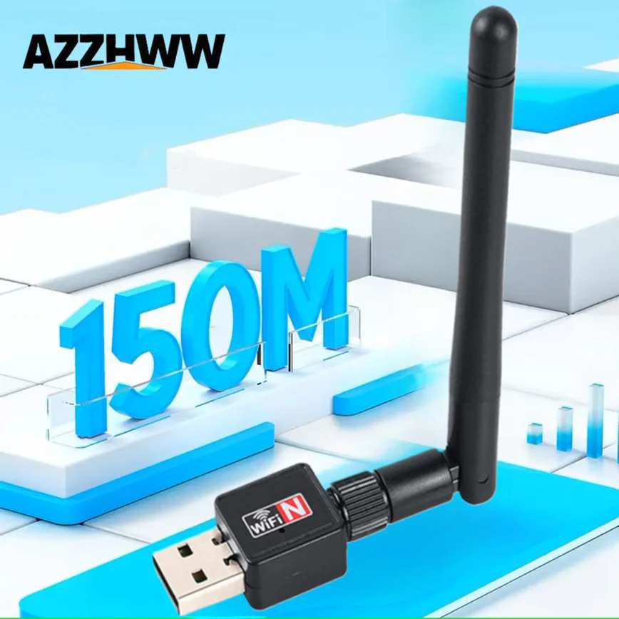 

Прием сетевого сигнала USB Wi-Fi 150 Мбит/с Беспроводной USB-адаптер Wi-Fi для ПК Настольный компьютер Сетевая карта 2,4G с антенной 2 дБ