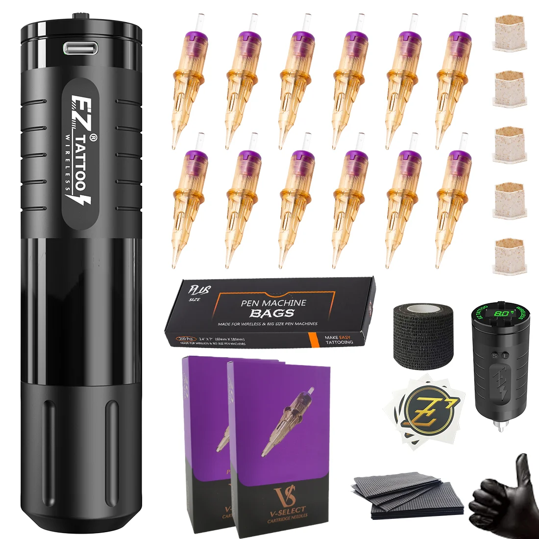 

EZ Tattoo Kits EVOTECH KIT & EZ V System Cartridge Tattoo Needle for Tattooing Micropigmentation & Permanent Makeup