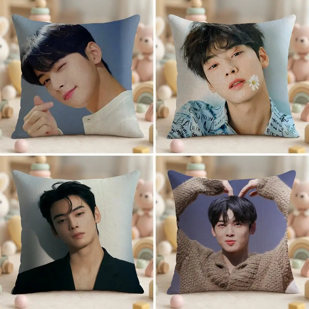 Famous Actor Cha Eun-woo Cushion Cover Ultra Soft Throw Pillow Cover Skin Friendly for Sofa Bed Home Decor Gift