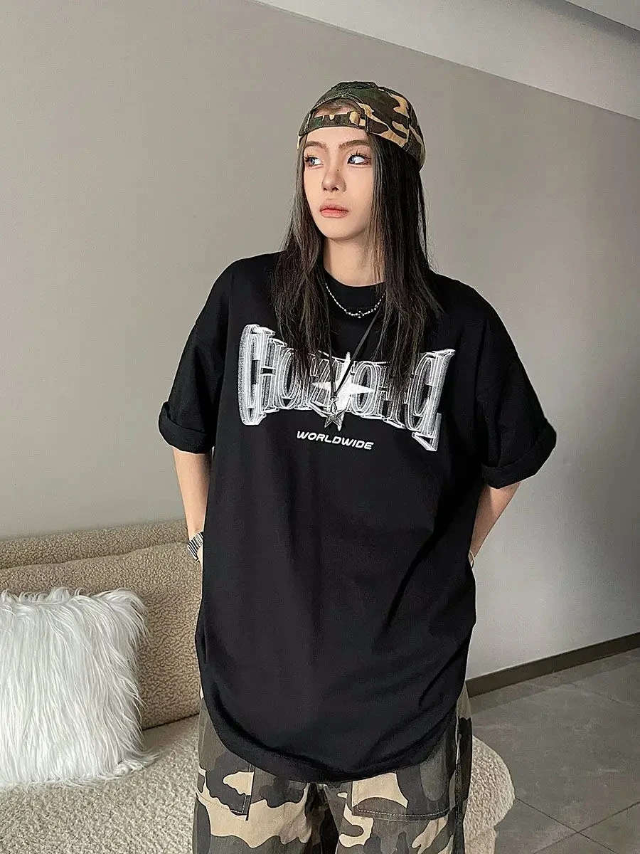 Y2K Korean Vintage Streetwear Star Kpop Acubi Harajuku Egirl Short Sleeve T-Shirts Grunge Aesthetics Oversized Tees Tops Clothes