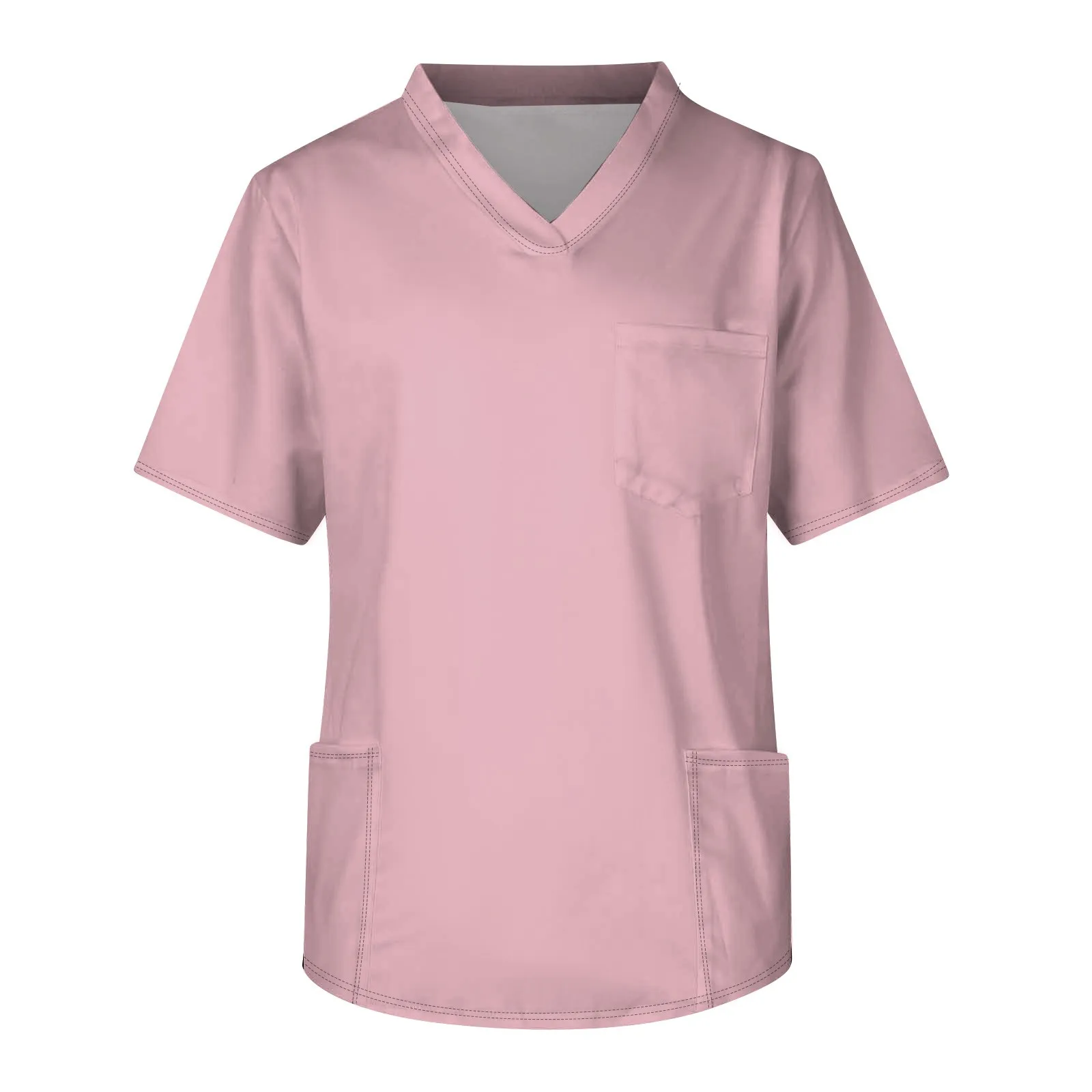 Uomo Uniforme infermieristica Estate Tinta unita Manica corta Scollo a V Operatori sanitari Infermiera Lavoro Scrub Top Camicetta con tasche