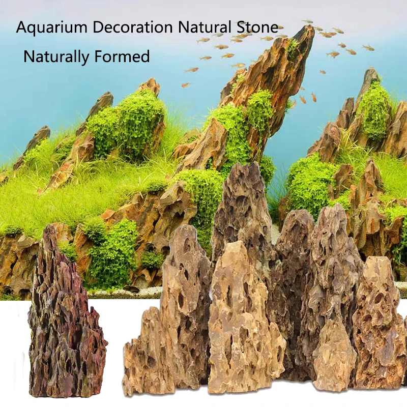 Natural Aquarium Decoration Stone Rockery Landscaping Fish Tank  Porous Pine Stone Beautiful Landscape Good for Plants Growth