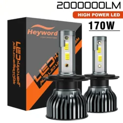 Heyword LED Car Headlight Bulbs H4 H7 H11 9005 9006 Compatible 2000000LM Brightness 6000K White Light 12V