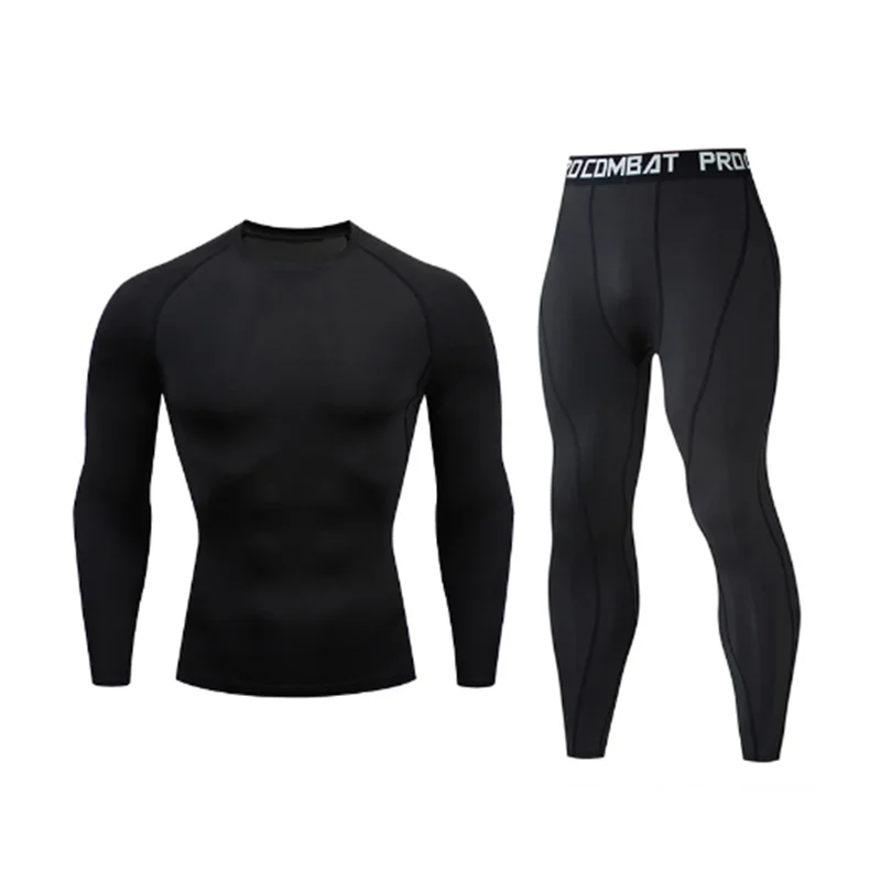 

2-piece men's warm corset Ski warm suit Corset jacket and trousers Men's fitness pants shirt running yoga athletes sports pants