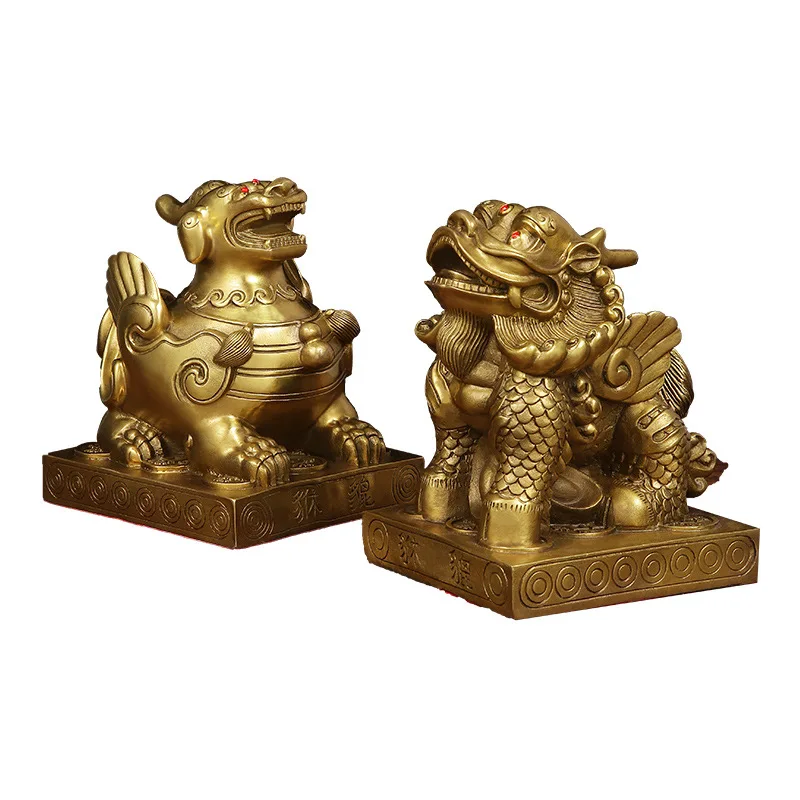 

Shanpin Brass Pixiu Ornament Brass Ruyi Single and Double Corner Pixiu Piqiu Office Opening Gift Manufacturer