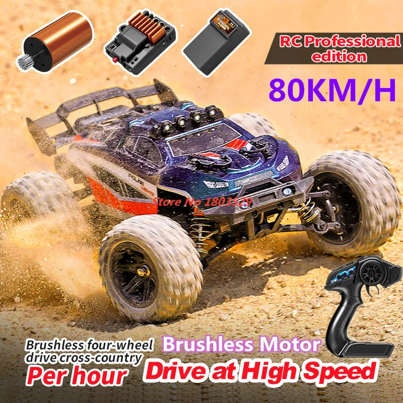 

1:14 80KM/H 4WD Brushless High Speed Professional Off Road RC Racing Car All Terrain Light Drift Kids Toy Remote Control Car