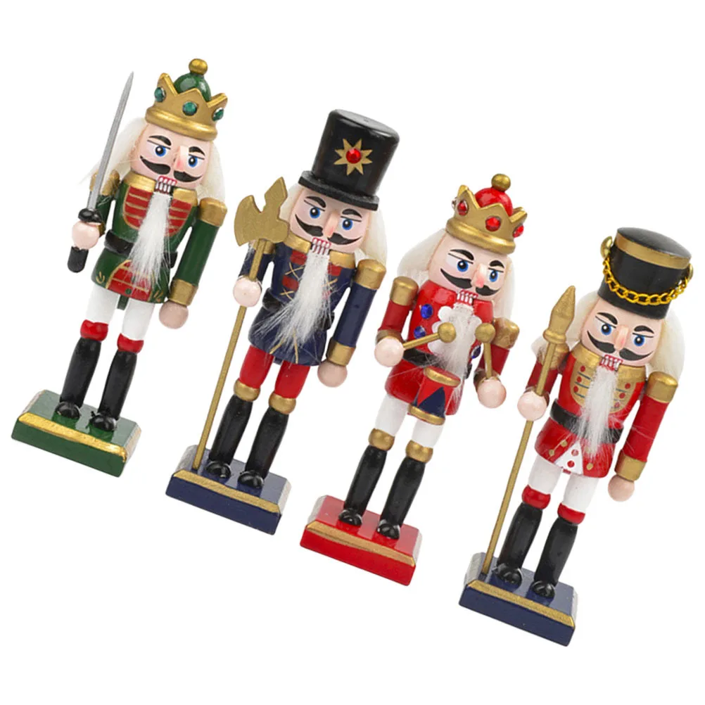 

4Pcs Christmas Nutcrackers Wooden Nutcracker Soldier Decorations Xmas Home Party Ornaments Xmas Holiday Decoration